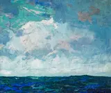 William Frederic Ritschel, Gathering storm in the South Seas, Tahiti, oil on board