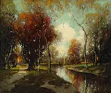 George Thompson-Pritchard, River scene, oil on canvas