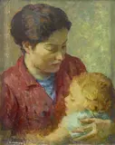 Mischa Askenazy, Mother and child, believed to be the artist's wife and daughter, oil on canvas
