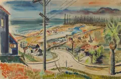 Georges Schreiber, Venice Beach, 1936, watercolor on paper