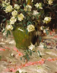 White roses by Richard Schmid, 1967, oil on canvas, sold Apr 2010