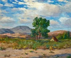 Arizona; Mountain landscape; Desert tower (3) by Albert Lorey Groll, first, oil on canvas board; second, oil on canvas; third, oil on canvas board, offered Apr 2010