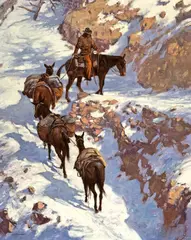Karl Thomas, Pack train, Grand Canyon, oil on canvas