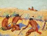 Clarence Arthur Ellsworth, Indian ambush, oil on canvas