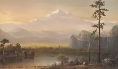 Norton Bush, A village by the water with snowcapped peaks beyond, 1881, oil on canvas