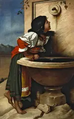Henry Alexander, Roman girl at a fountain after Léon Joseph Florentin Bonnat, oil on canvas