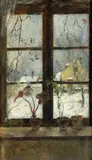 Henry Alexander, 'Snow scene through a winter window', oil on panel