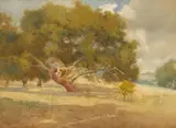 Majestic oaks by Percy Gray, watercolor on paper, offered Nov 2009