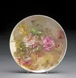 Franz Bischoff, Pink and yellow roses, 1906, porcelain charger