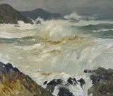 William Frederic Ritschel, Crashing waves on a rocky shore