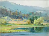Albert Thomas Derome, Searsville Lake and Pink Water Lillies; Looking West from Piney Creek Gun Club, Carmel (Pair)