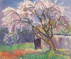 Flowering tree by Harold Christopher Davies, oil on canvas, offered Nov 2009