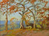 Fitch Burt Fulton, Autumn Trees, oil on board