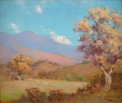 Fall Trees (Blue Mountains) by William Lees Judson, oil on board, offered Nov 2009