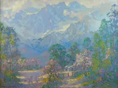 H. Raymond Henry, Blossom Time, High Sierras (Mt. Langley), oil on canvas