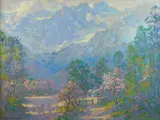 H. Raymond Henry, Blossom Time, High Sierras (Mt. Langley), oil on canvas