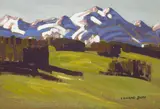 Conrad Buff, Alpine scene, oil on board