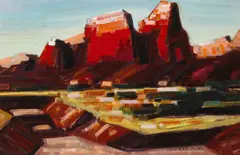 Red rocks by Conrad Buff, oil on board, sold Nov 2009