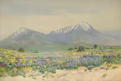 George Elbert Burr, Spanish Peaks at Midday, watercolor and pencil on paper