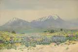 George Elbert Burr, Spanish Peaks at Midday, watercolor and pencil on paper