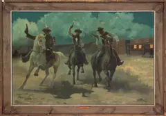 Charles Damrow, Shootout, oil on board