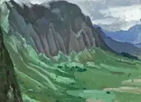 Eugene Savage, Pali lookout, Oahu, oil on canvas