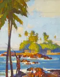 Maurice Logan, Fisherman, Hawaii, oil on canvas affixed to board