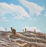 Ray Strong, Snow melting under blue sky, oil on canvas