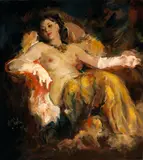 William Frederick Foster, 'Nude with white gloves', oil on canvas