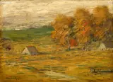 John Francis Murphy, Cottage in a Sunny Field, oil on board