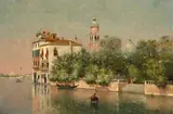 Warren Sheppard, Public Gardens, Venice, oil on canvas