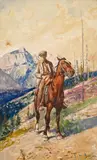 Frank Weston Benson, Yound man on a roan horse in the mountains