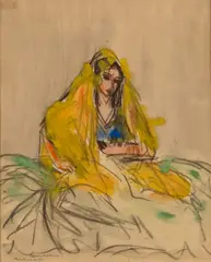 Roshanara by Robert Henri, watercolor over charcoal on tracing paper, offered Dec 2009