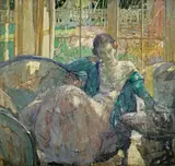 Richard Edward Miller, Young woman seated on sofa; Seated young woman:a double-sided work