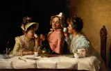Maria R. Dixon, Tea party, oil on canvas