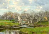 Olive Parker Black, View of a village, oil on canvas