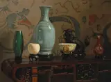 Hubert Vos, Asian still life with blue vase, 1915, oil on canvas