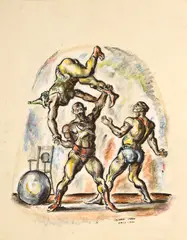 Acrobats by Reginald Marsh, watercolor with black ink and black chalk on paper, offered Dec 2009