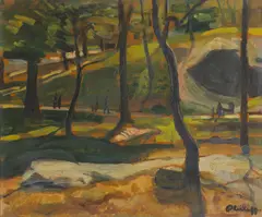 Walk in the Park by Robert Philipp, oil on panel, offered Dec 2009