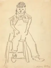 Milton Avery, March in overalls, pencil on paper