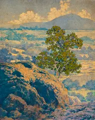 Maxfield Parrish, Landscape, oil on board