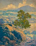 Maxfield Parrish, Landscape, oil on board