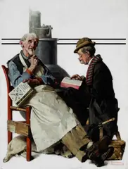 Norman Rockwell, 'The crossword puzzle', oil on canvas