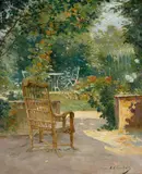 Morning in the garden by Eugène Henri Cauchois, c. 1890, oil on canvas, sold Nov 2009