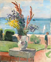 Henri Lebasque, La terrasse devant la mer, Préfailles, c. 1922, oil on canvas