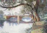 Hughes Claude Pissarro, Le Pont de Puteaux, pastel on paper
