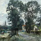 Constantine Kluge, Les ormes de Sentis, oil on canvas