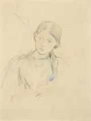 Berthe Morisot, Tête de jeune fille, color pencil on paper laid on paper