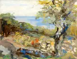 Emmanuel Mané-Katz, Untitled (Landscape, thought to be off the coast of Carmel, Israel)