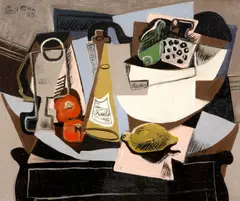Emil Filla, Still life with a lemon, bottle of olive oil, bell peppers and a bowl of vegetables, 1925, oil on canvas
